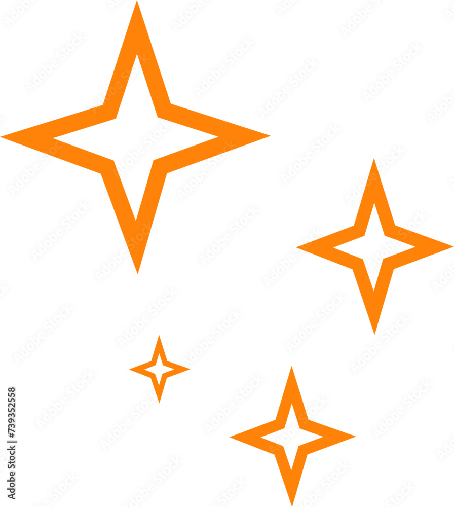 Obraz premium Star icons in silhouettes, twinkling star symbols, twinkling star icons, twinkling star shapes
