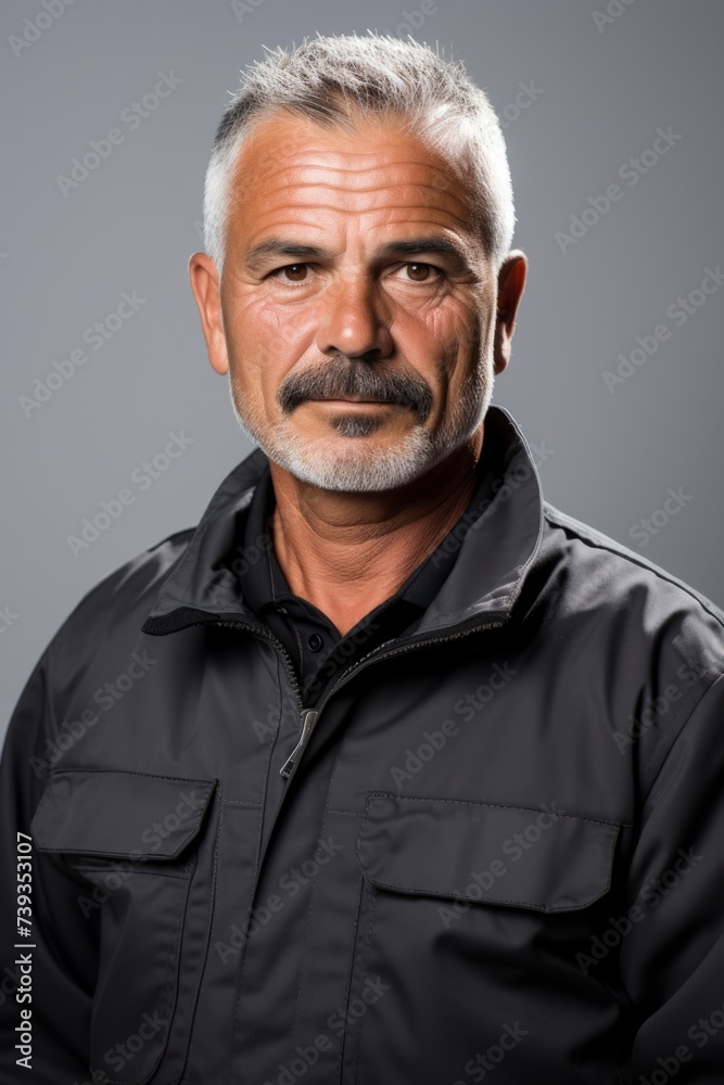 Fototapeta premium Headshot of a man in a black jacket