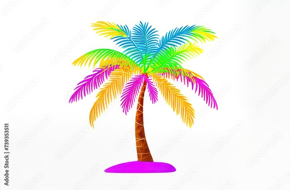 Fototapeta premium image of multi-colored palm trees on a white background