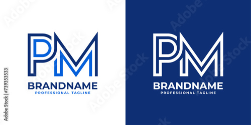 Letters PM Line Monogram Logo, suitable for business with PM or MP initials