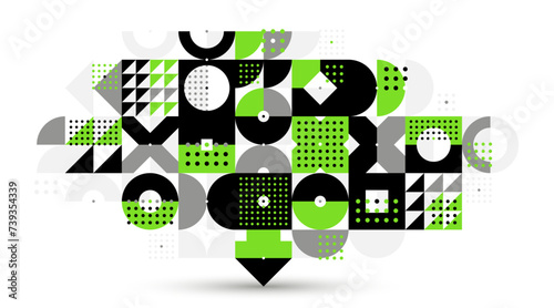 Bauhaus trendy abstract geometric vector background, tiling mosaic pattern Memphis style abstraction, cool creative wallpaper composition.