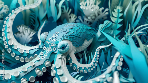 Octopus, paper art style