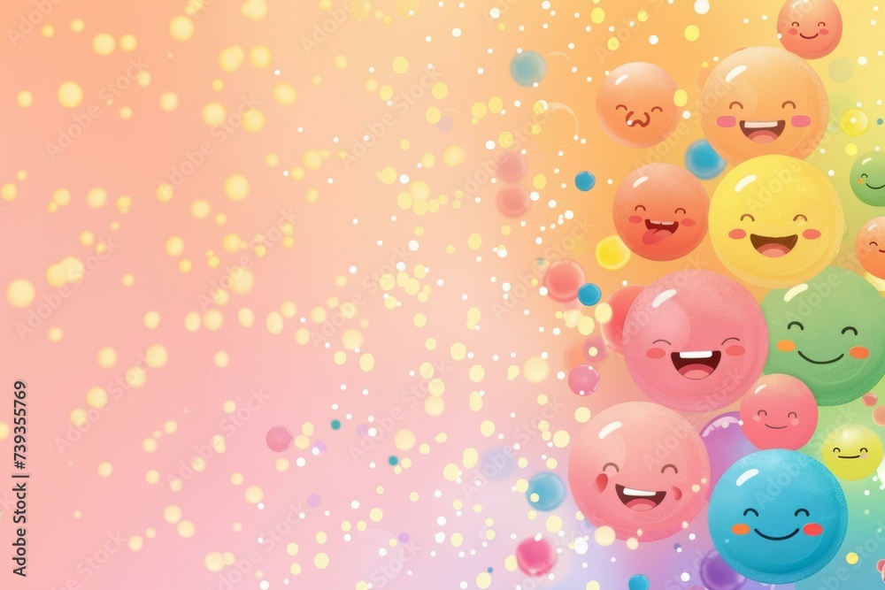 Colorful Emoji Balloons on Festive Background, Celebration Concept