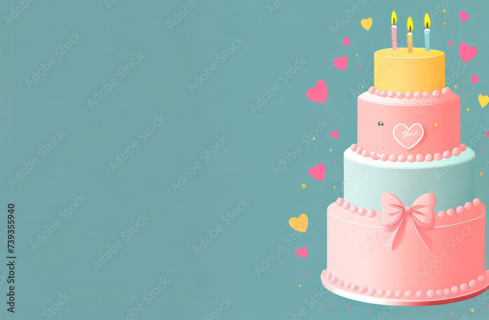 Image of a cake on a light background with space for text