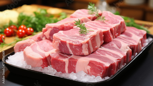 Raw Pork in the Store or Supermarket.