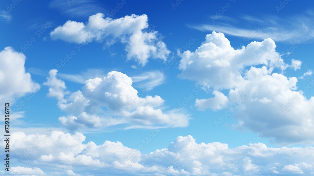 Blue sky with white clouds background - obrazy, fototapety, plakaty 