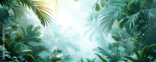Tropical leaves  bright colors  space for text or label. white background 