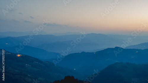 Fototapeta Naklejka Na Ścianę i Meble -  Distant hills and mountains in the evening