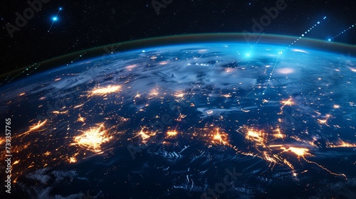 Earth from space showing city lights at night