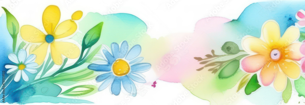 Banner spring flowers with free space in pastel colors 