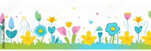 Banner spring flowers with free space in pastel colors 