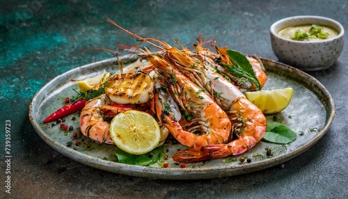 grilled shrimps with lemon and lime