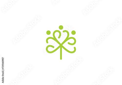 love clover and person logo. creative nature symbol design