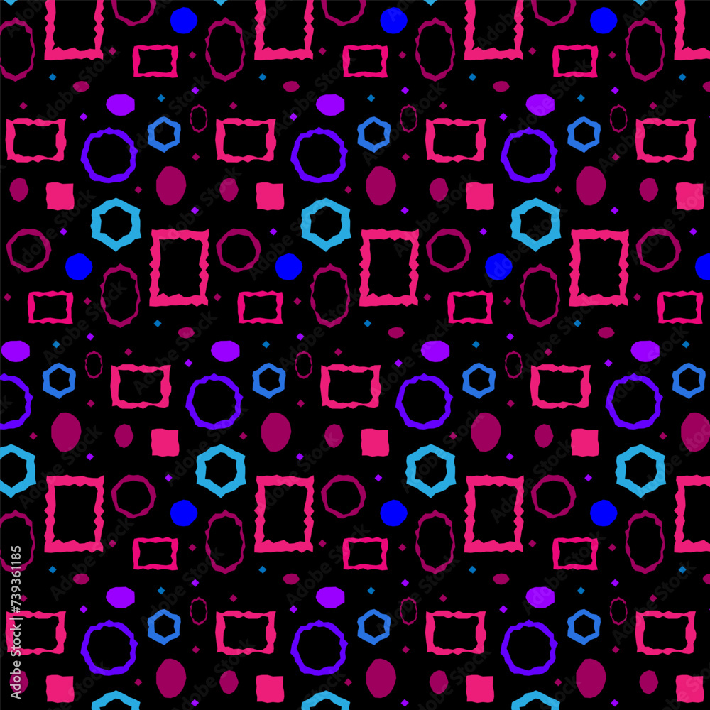 geometric texture of multi-colored shapes on a black background