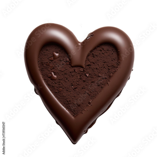 Chocolate heart on a white background