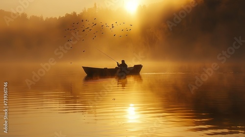 As the sun rises, a fisherm...