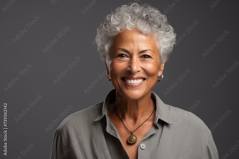 portrait of a smiling elderly woman with grey hair portrait of a smiling elderly woman with grey hair