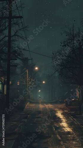 The quiet city at night has a melancholic atmosphere, loneliness, a sense of solitude, melancholy, and full of memories
