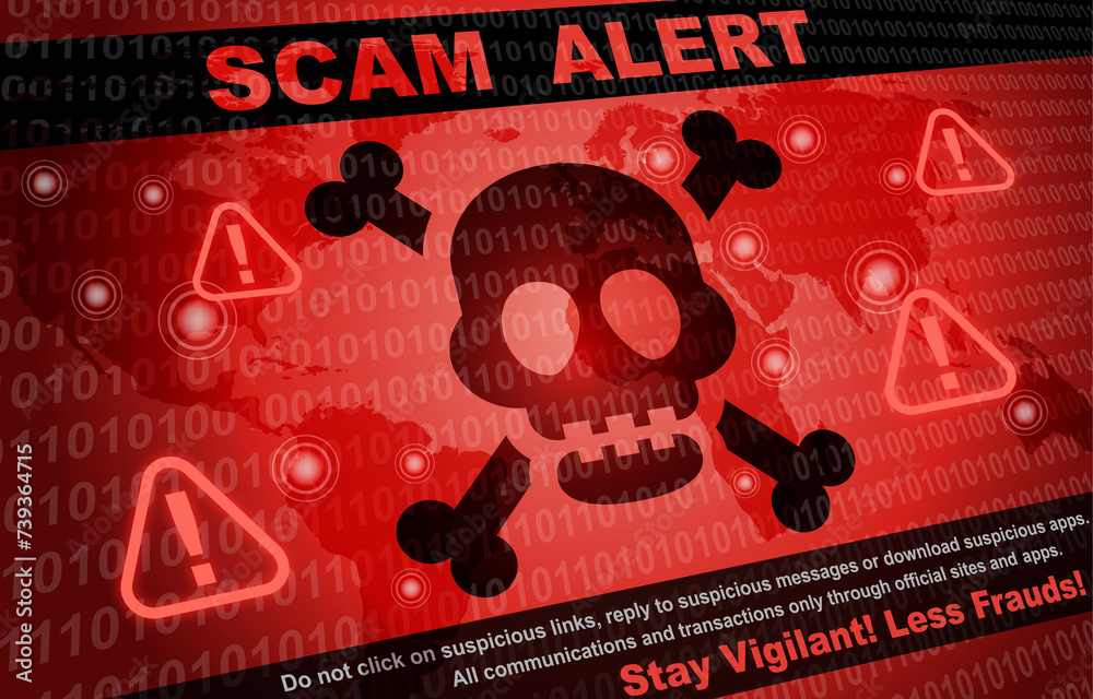 Scam Alert Background. Hacker and Cyber criminals phishing stealing ...