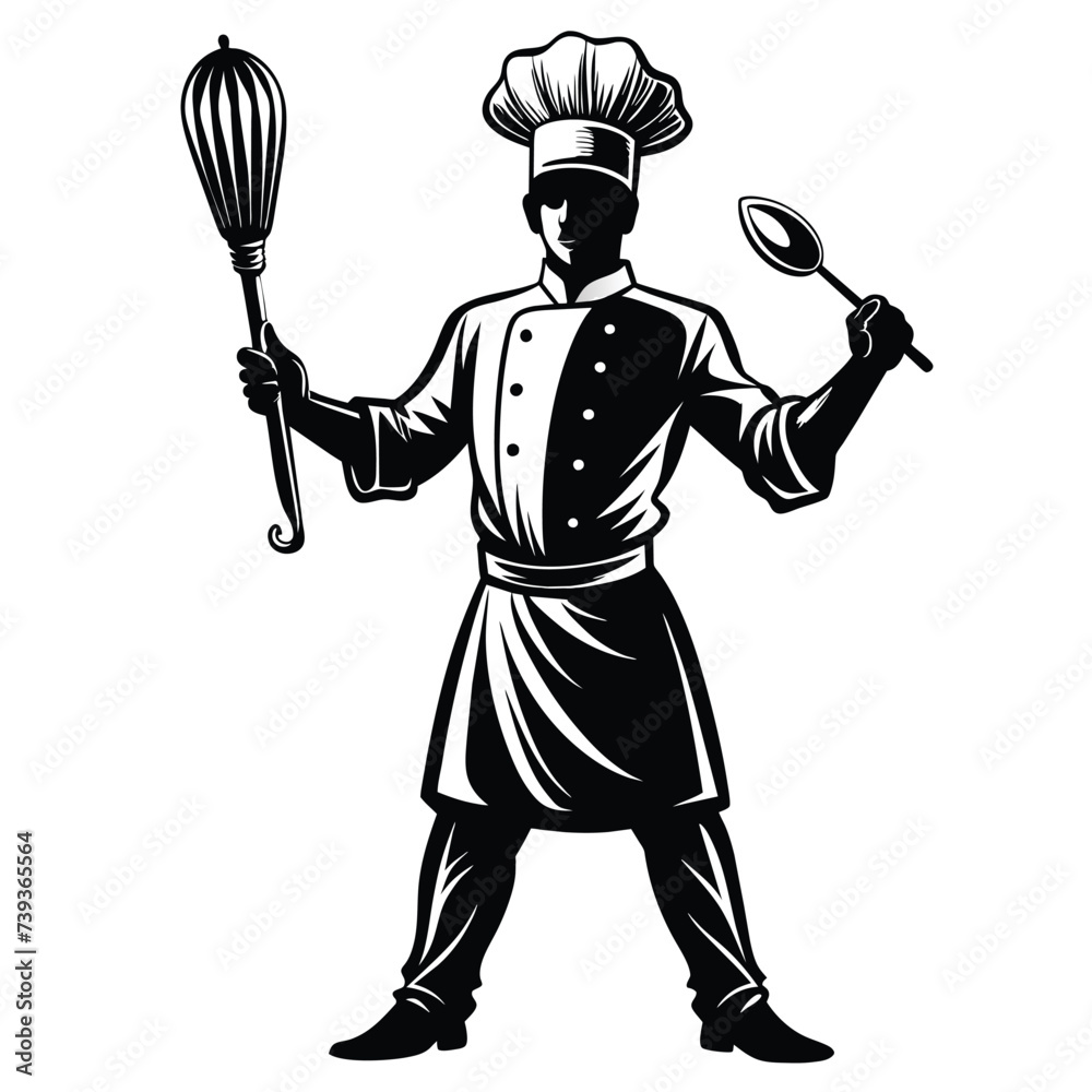 Naklejka premium Silhouette of chef