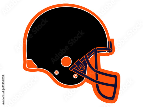 orange and black football player helmet, sport vector graphics