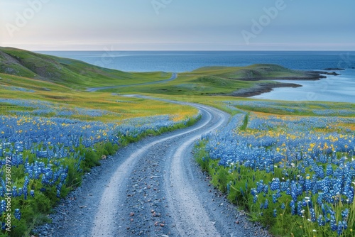 landscape with river and blue sky