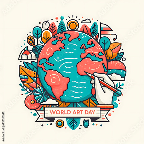 World Art Day poster or banner design illustration  Generative AI