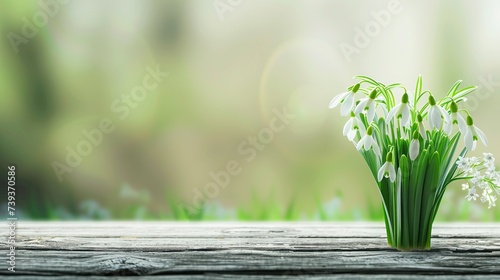 White Flowers on Wooden Table