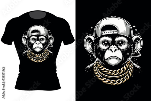 Vector monkey rocker outfit character illustration, Generative Ai