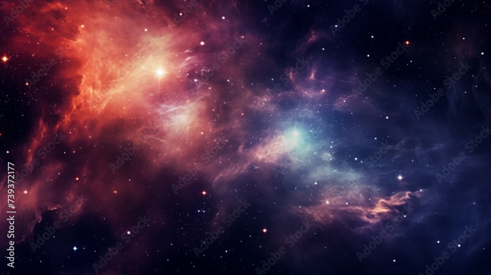 A digital background design inspired by the cosmos, showcasing the beauty of stars, galaxies, and celestial wonders, simulating the quality of an HD image, - obrazy, fototapety, plakaty 