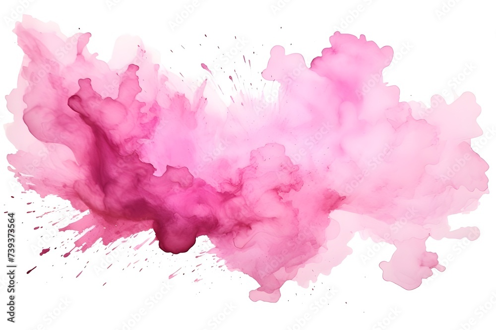 Watercolor abstract pink background on white.