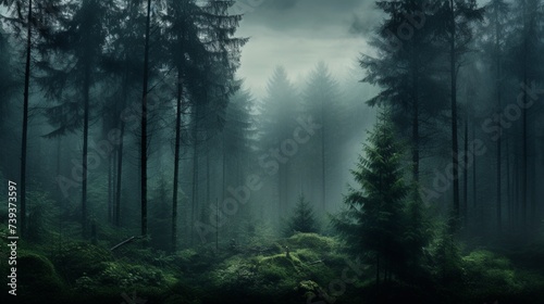 misty morning in the forest © fajar