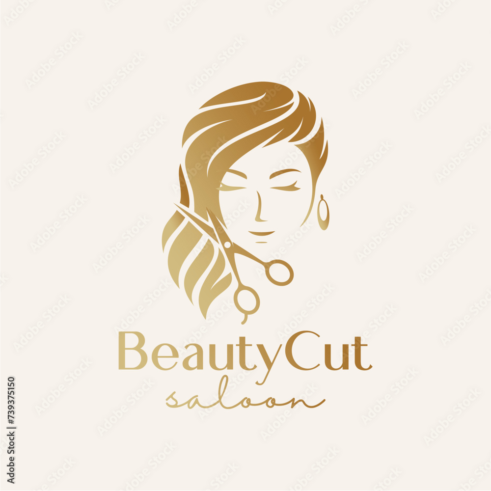 Golden Lady Beauty feminine logo design, haircut salon logo vector.
Golden Lady Beauty feminine logo design, haircut salon logo vector.
