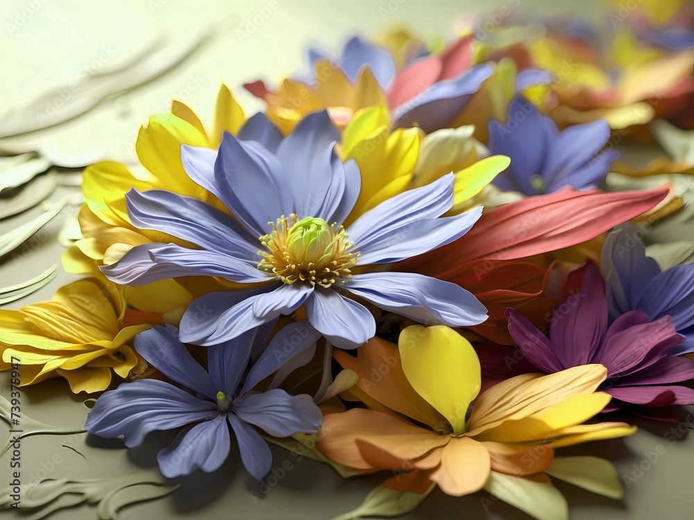 Obraz premium Beautiful elegant delicate 3d flowers background