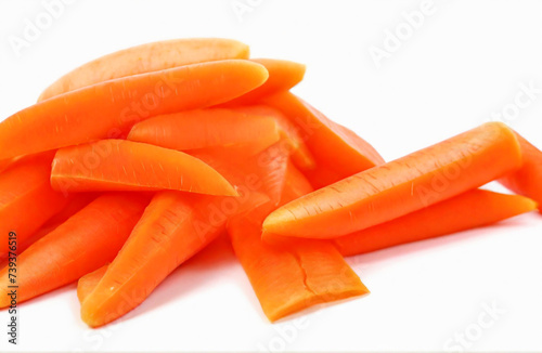 Slices carrots on white background