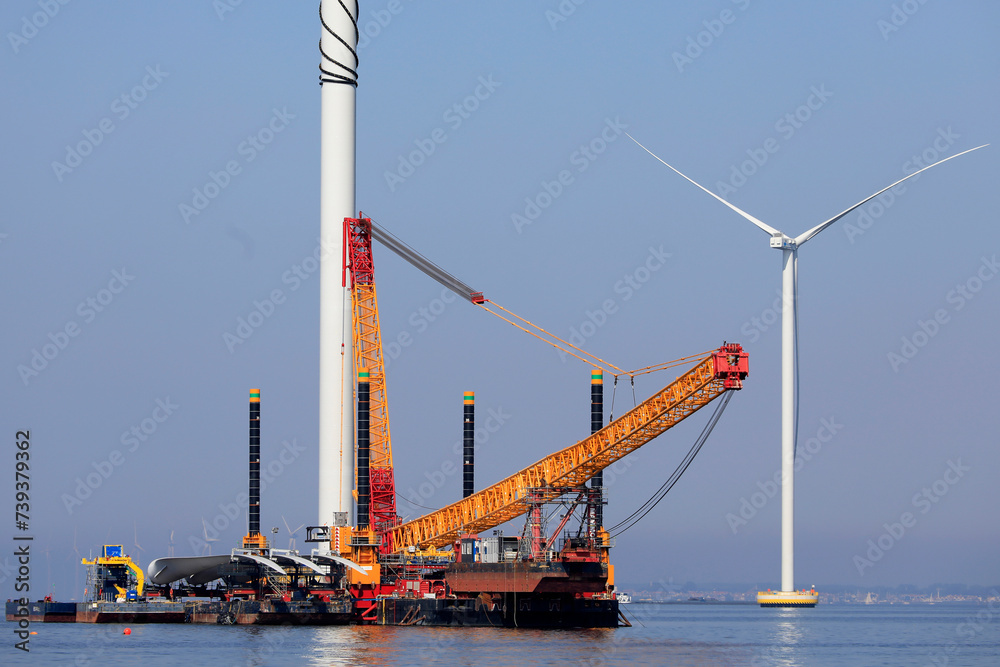 Fototapeta premium Construction of an offshore windpark