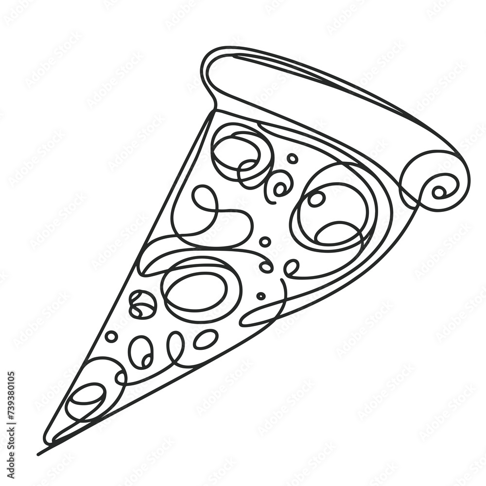 A slice of pizza in a line drawing style A slice of pizza in a line drawing style