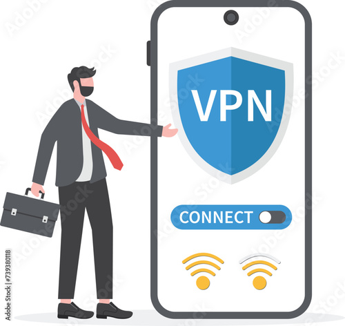 vpn technology system, browser unblock website, internet connection flat illustration vector

