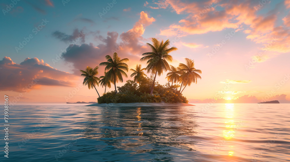 Golden Sunrise Over a Tranquil Island