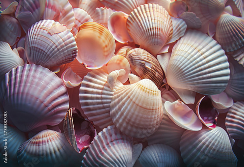 seashells background, summer holidays concept