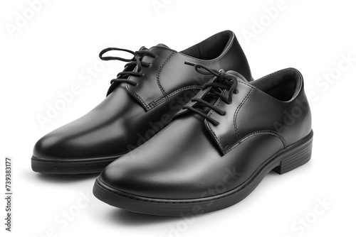 black men leather shoes isolated on white background