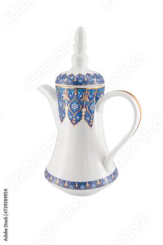 Porcelain Arabic tea pot and Coffee pot traditional isolated on white background
