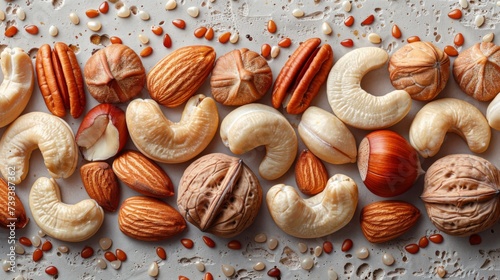 Seamless pattern of mixed nuts a tribute to earthy textures and natural snacks