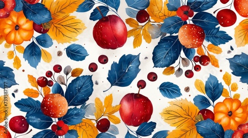 Obraz na płótnie Seamless pattern of autumn harvest a celebration of the years bounty