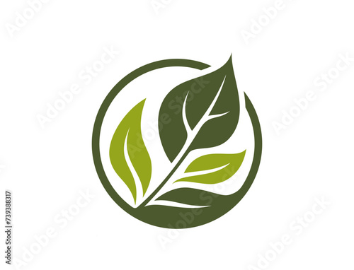 eco friendly icon. twig in a circle. organic, natural and botanical symbol. isolated vector illustration
