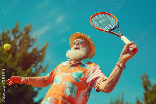Old Man Playing Tennis © Alex