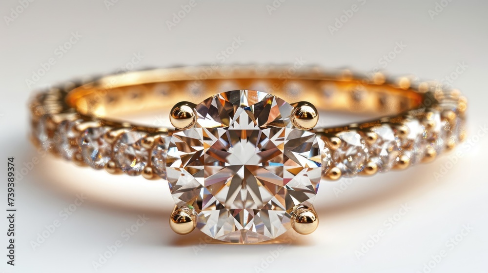 Diamond Engagement Ring With Double Rows of Diamonds Diamond Engagement Ring With Double Rows of Diamonds