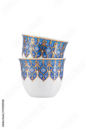 Traditional porcelain Arabic coffee cup  isolated on white background