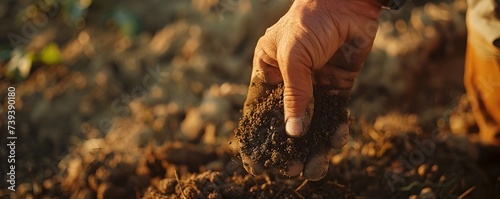 A Farmers Hands Digging Up Earth