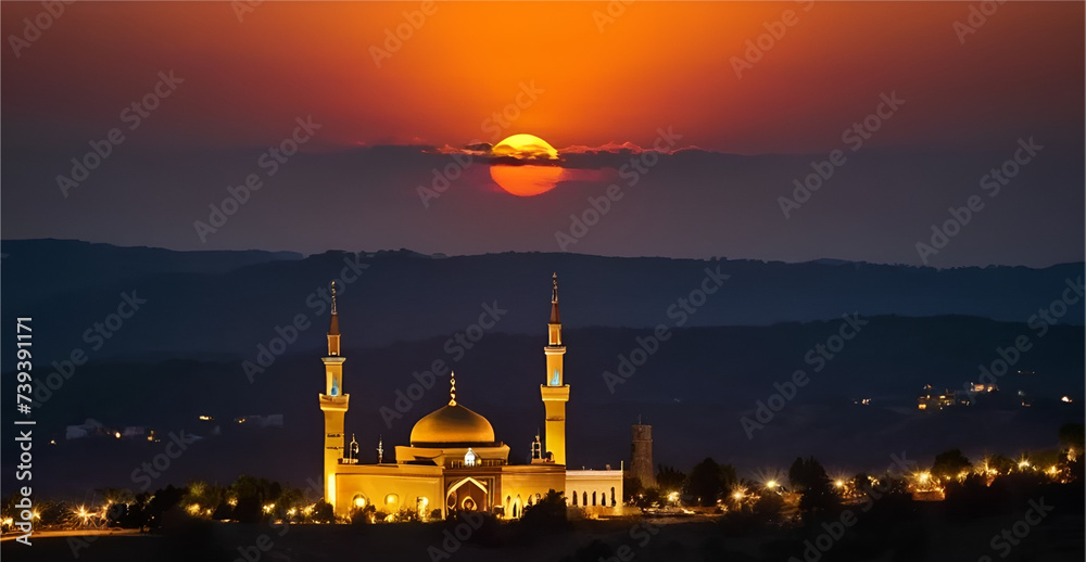 The atmosphere before breaking the fast at the mosque